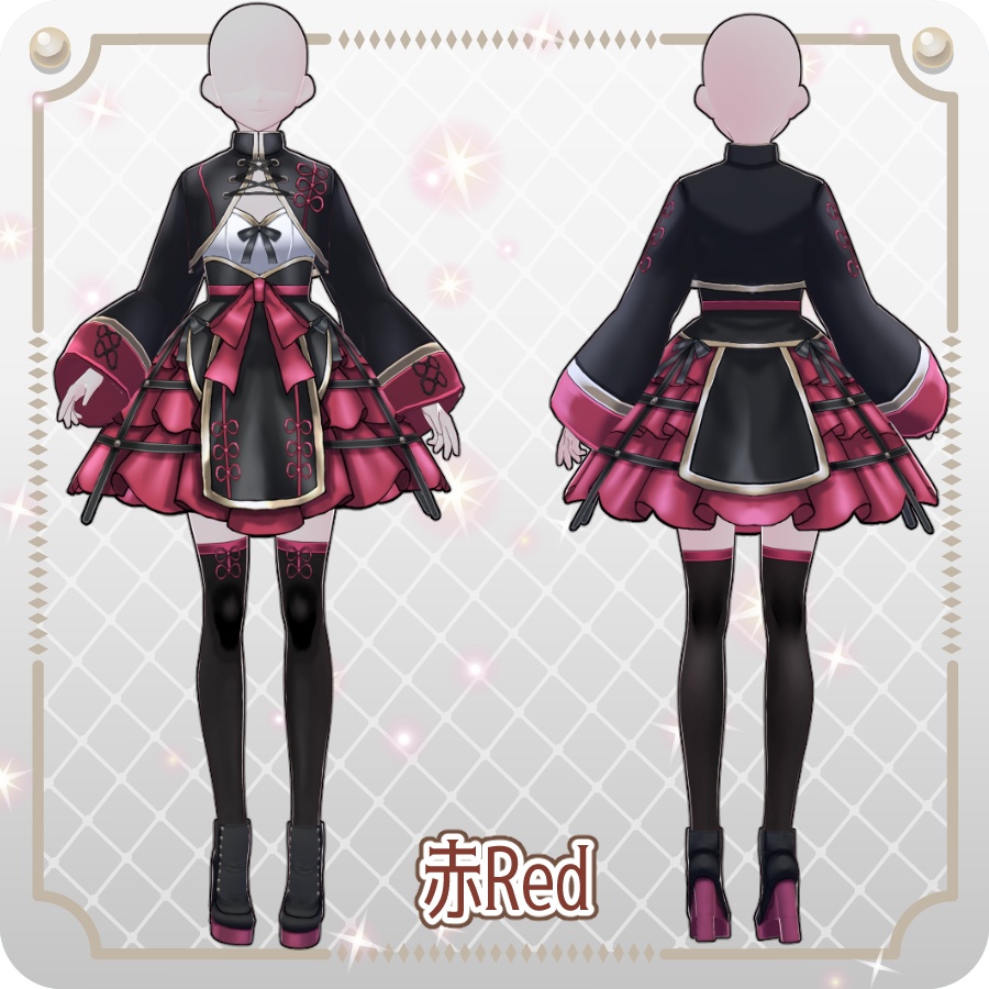 【VRoid Dress Set】ゴシックチャイナロリィタ6色Gothic China Lolita: 6 Colors