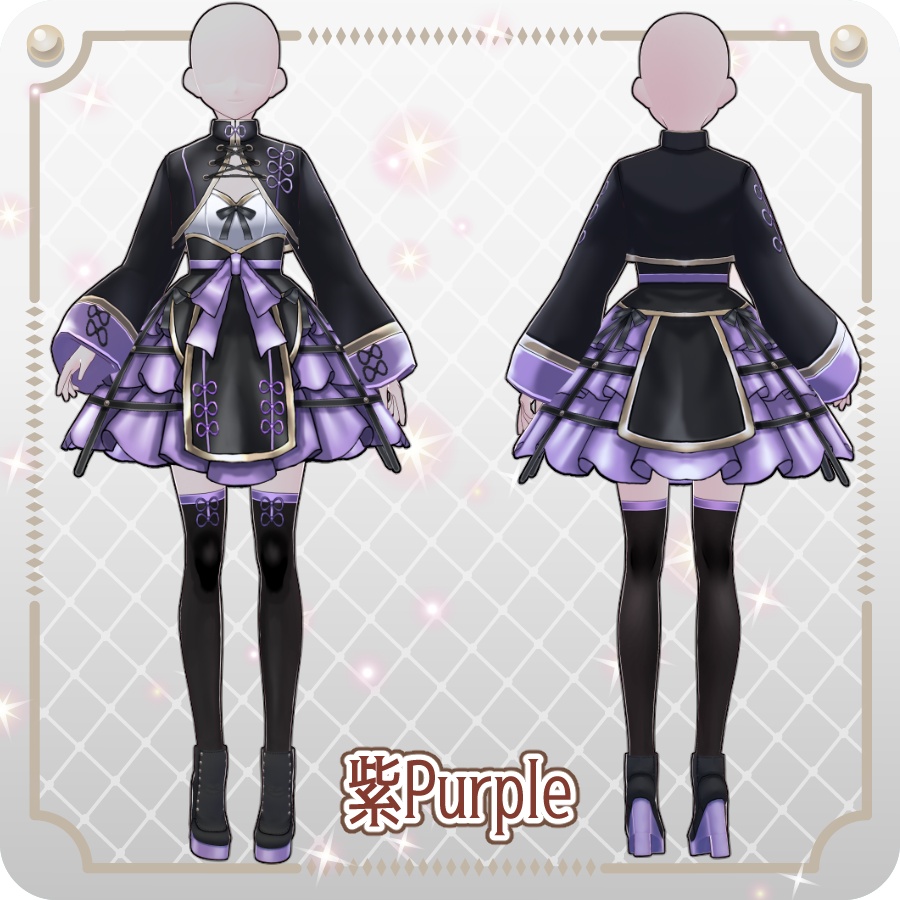 【VRoid Dress Set】ゴシックチャイナロリィタ6色Gothic China Lolita: 6 Colors