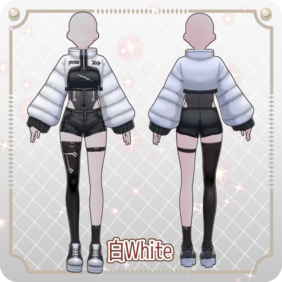 【VRoid Dress Set】サイバーパンクショート丈ダウン6色Cyberpunk Short Down Jacket—6 Colors