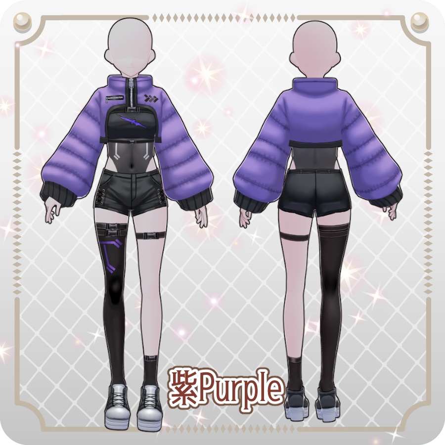【VRoid Dress Set】サイバーパンクショート丈ダウン6色Cyberpunk Short Down Jacket—6 Colors