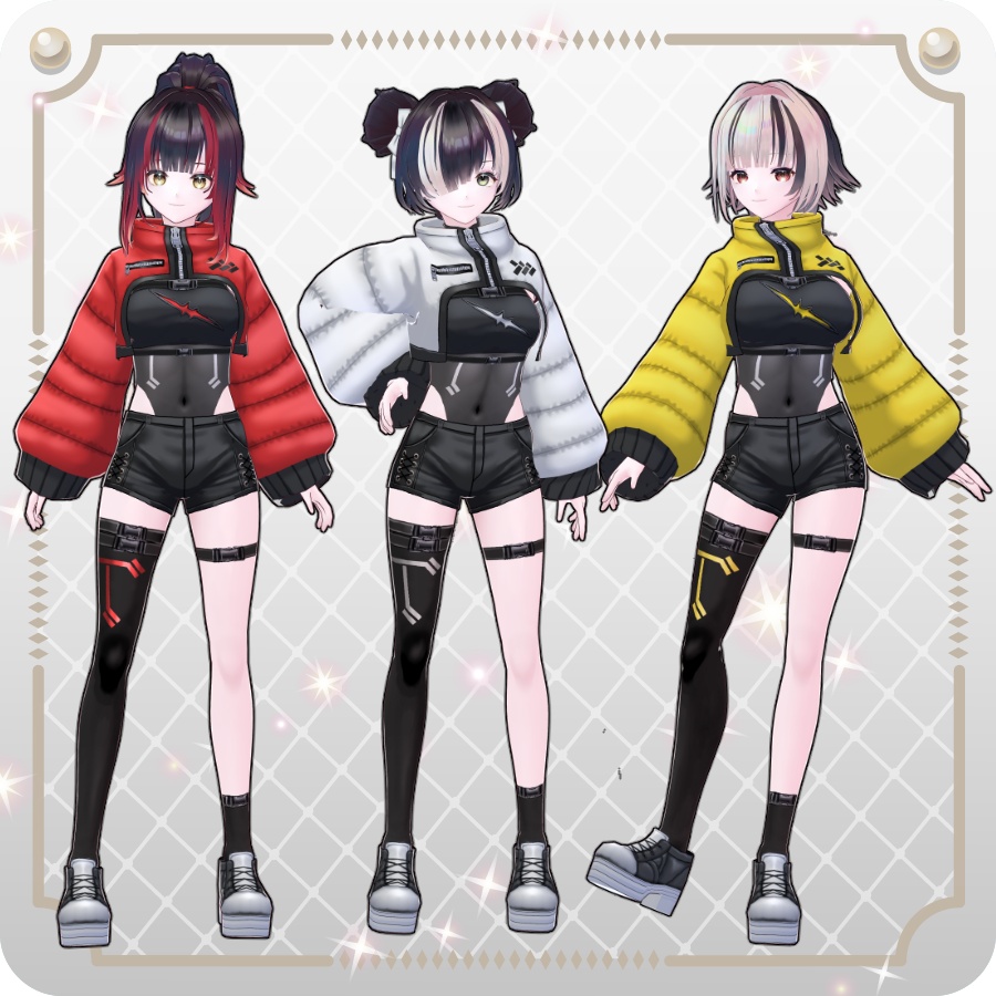 【VRoid Dress Set】サイバーパンクショート丈ダウン6色Cyberpunk Short Down Jacket—6 Colors