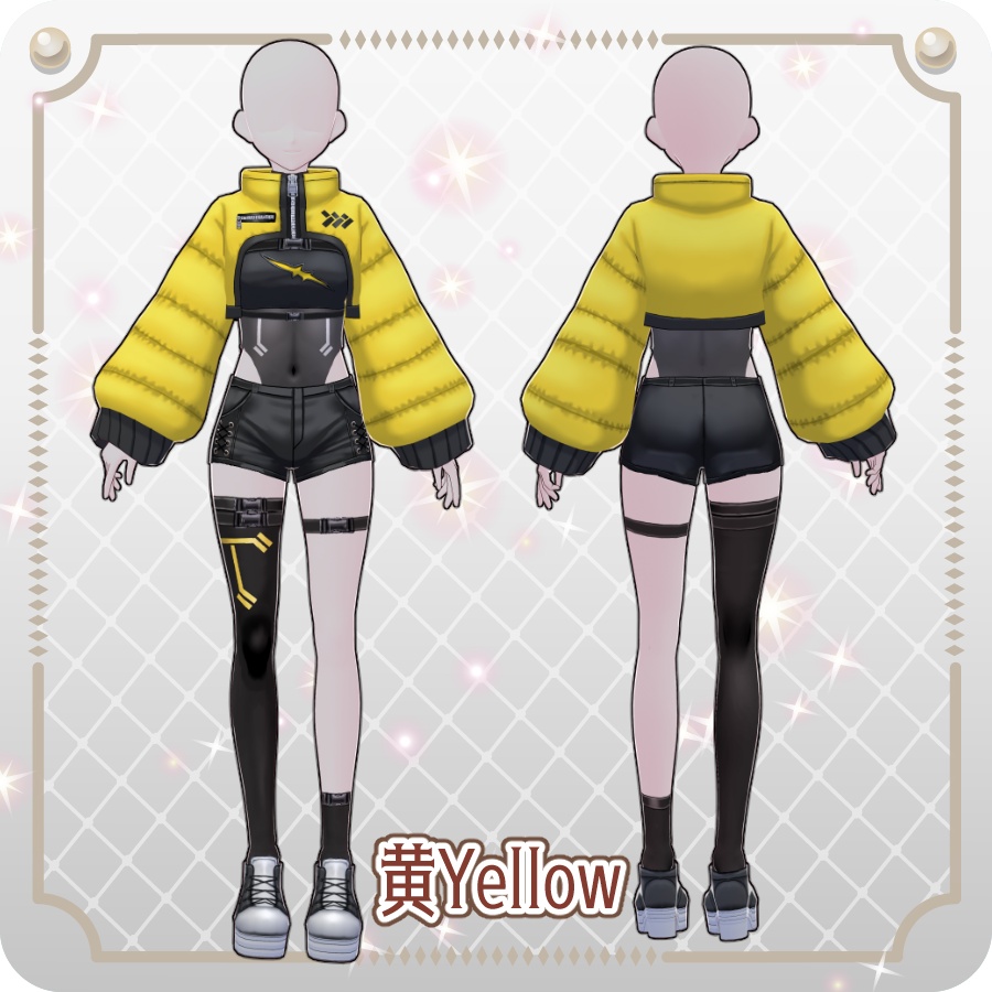 【VRoid Dress Set】サイバーパンクショート丈ダウン6色Cyberpunk Short Down Jacket—6 Colors