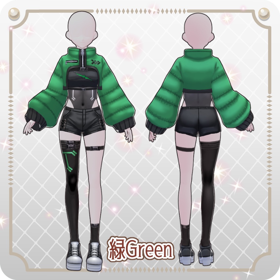 【VRoid Dress Set】サイバーパンクショート丈ダウン6色Cyberpunk Short Down Jacket—6 Colors