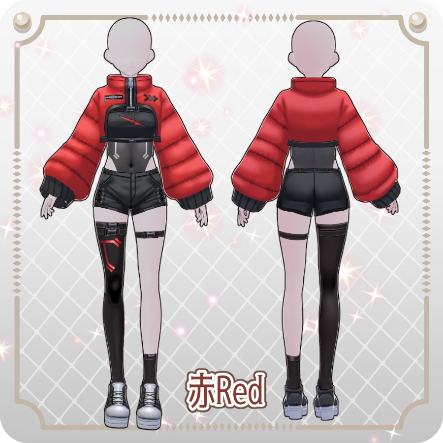 【VRoid Dress Set】サイバーパンクショート丈ダウン6色Cyberpunk Short Down Jacket—6 Colors