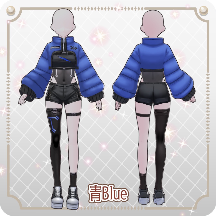 【VRoid Dress Set】サイバーパンクショート丈ダウン6色Cyberpunk Short Down Jacket—6 Colors