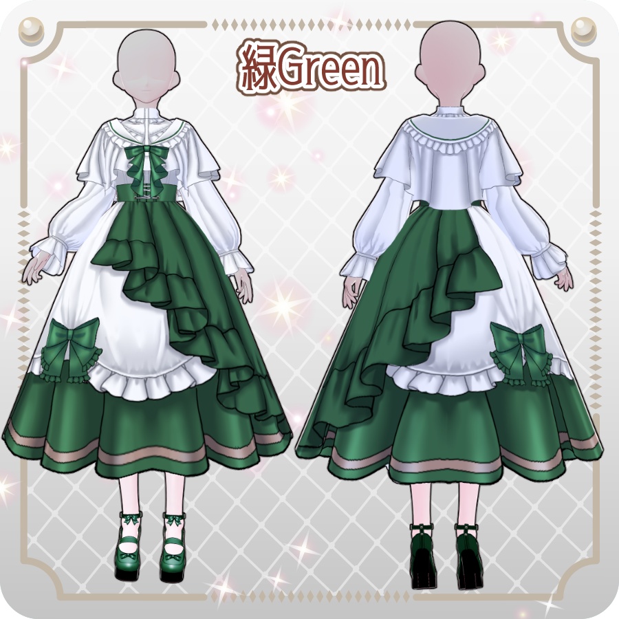 【VRoid Dress Set】クラシカルフリルドールドレス8色Classic Frilled Doll Dress in 8 Colors
