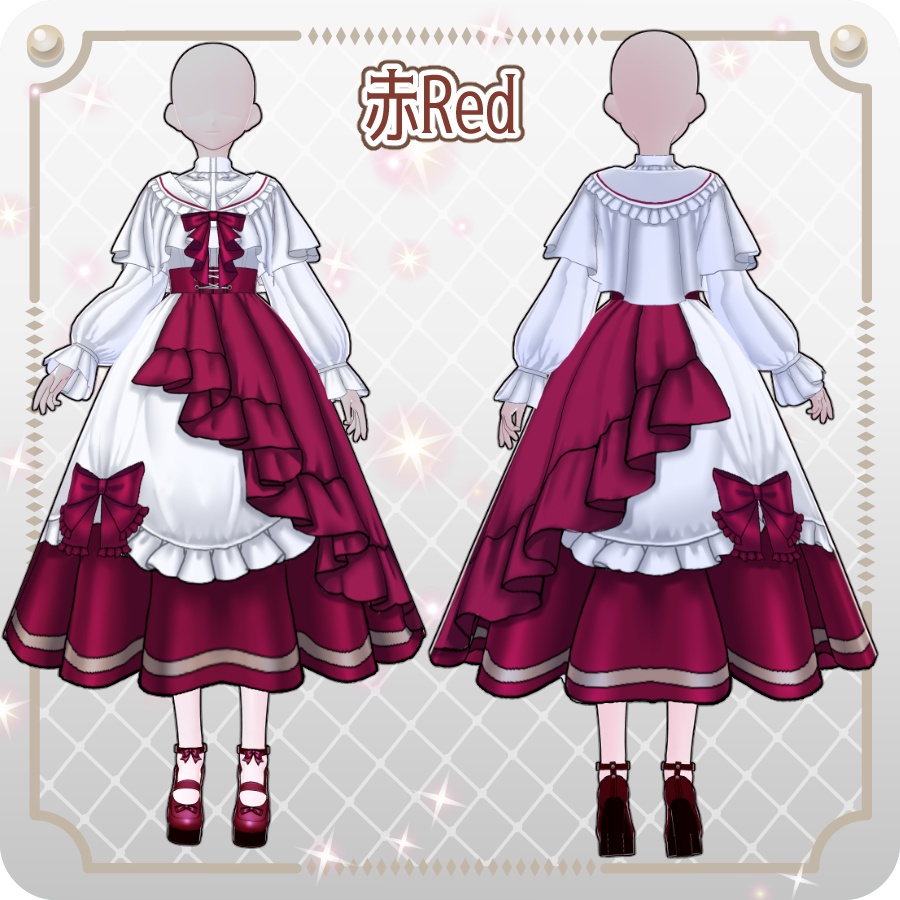 【VRoid Dress Set】クラシカルフリルドールドレス8色Classic Frilled Doll Dress in 8 Colors