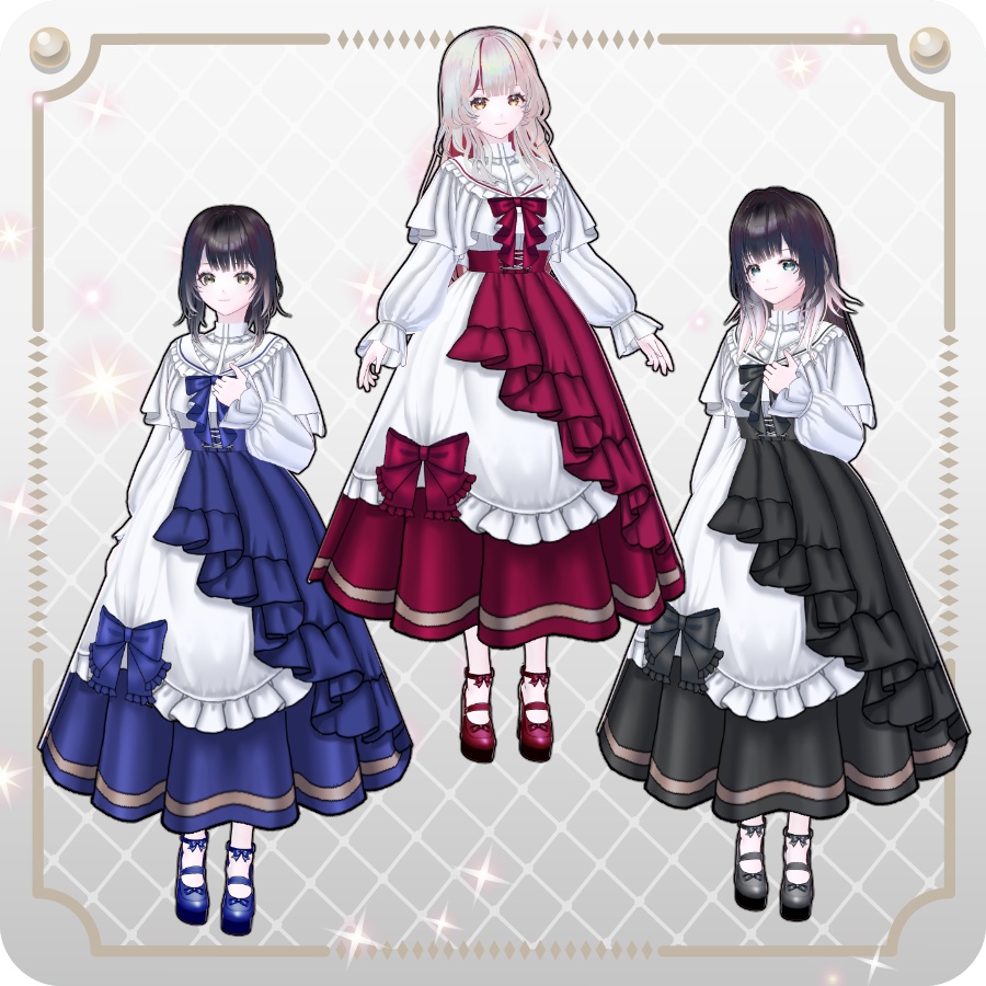 【VRoid Dress Set】クラシカルフリルドールドレス8色Classic Frilled Doll Dress in 8 Colors