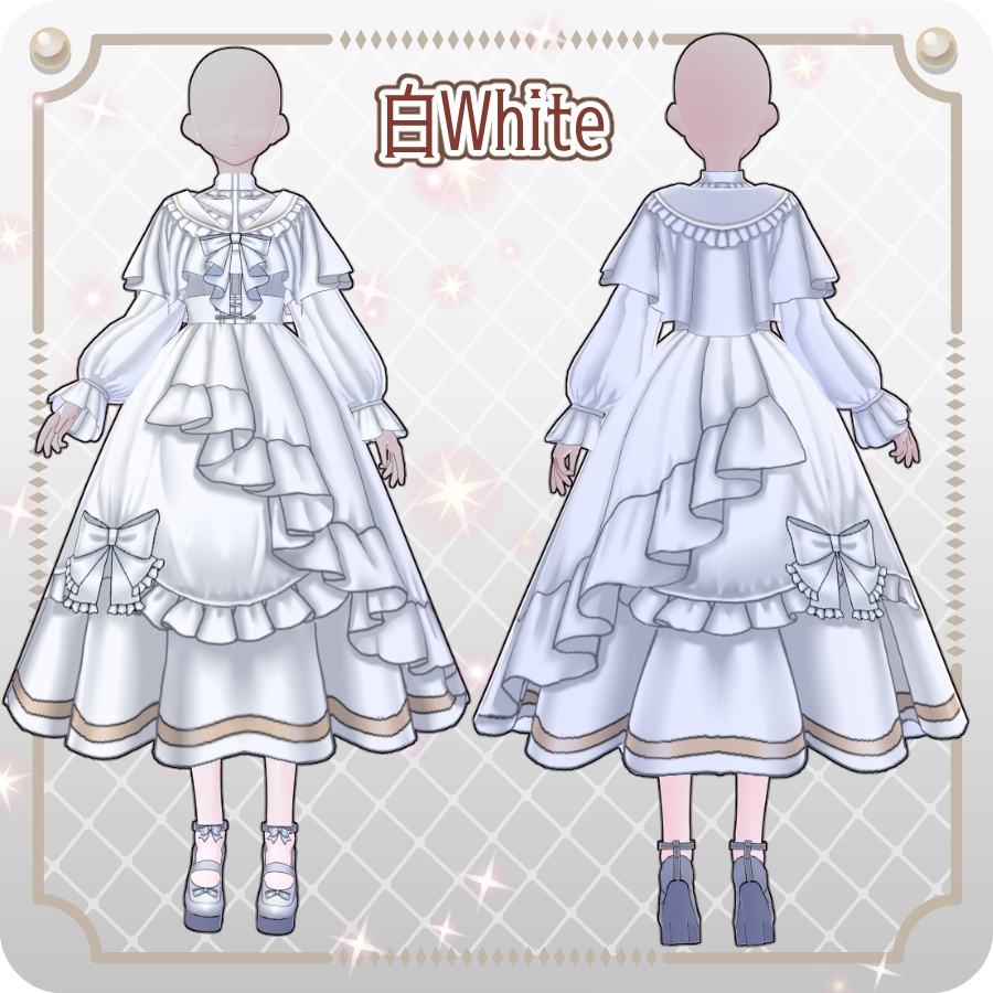 【VRoid Dress Set】クラシカルフリルドールドレス8色Classic Frilled Doll Dress in 8 Colors