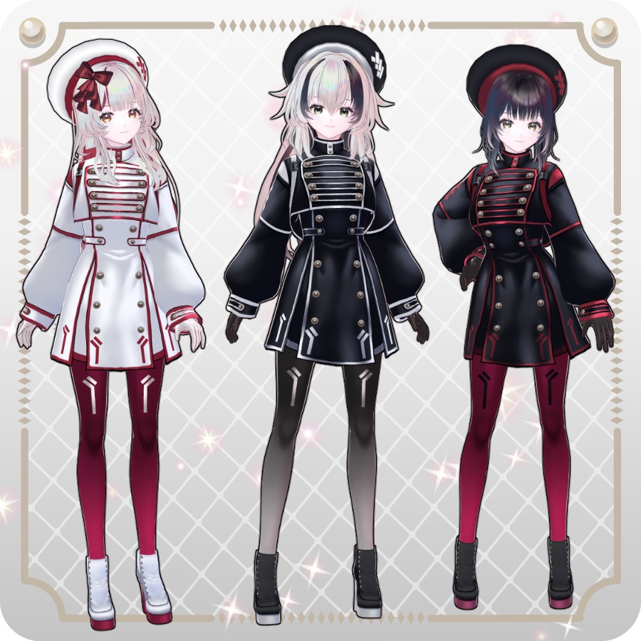 【VRoid Dress Set】ゴシックサイバーミリタリースカート8色Gothic Cyber Military Skirt (8 Colors)