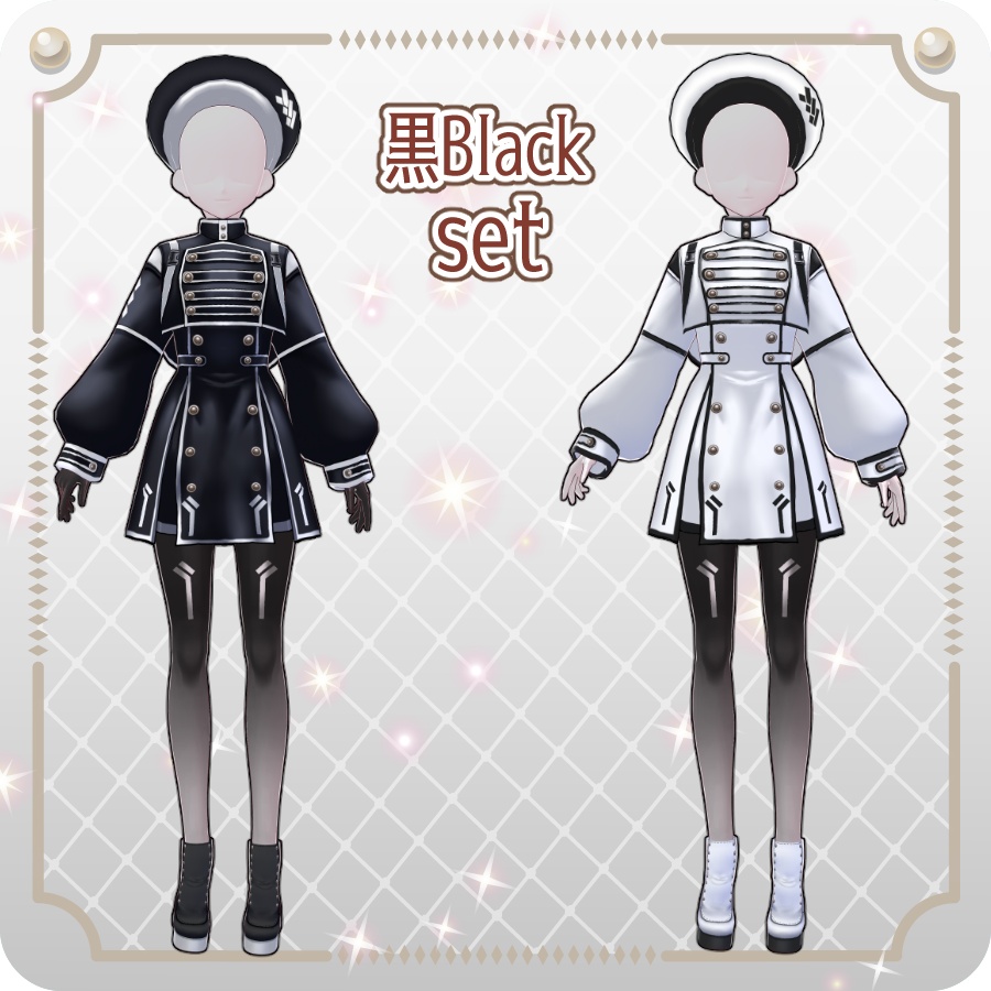 【VRoid Dress Set】ゴシックサイバーミリタリースカート8色Gothic Cyber Military Skirt (8 Colors)