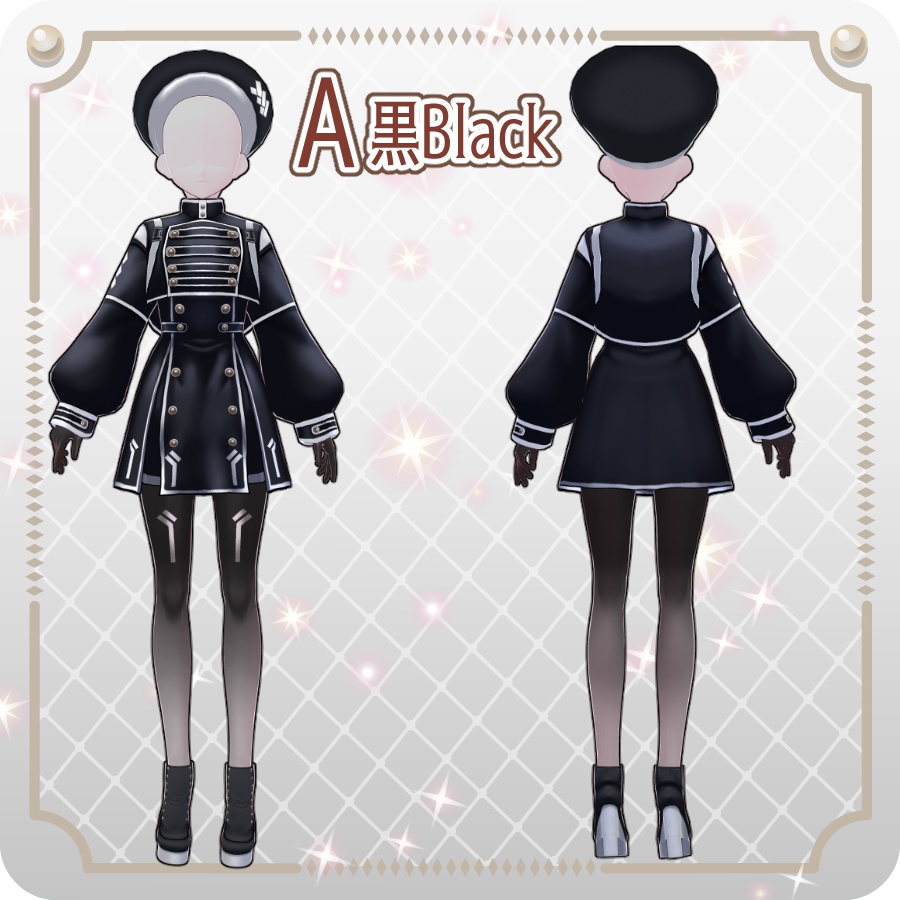 【VRoid Dress Set】ゴシックサイバーミリタリースカート8色Gothic Cyber Military Skirt (8 Colors)