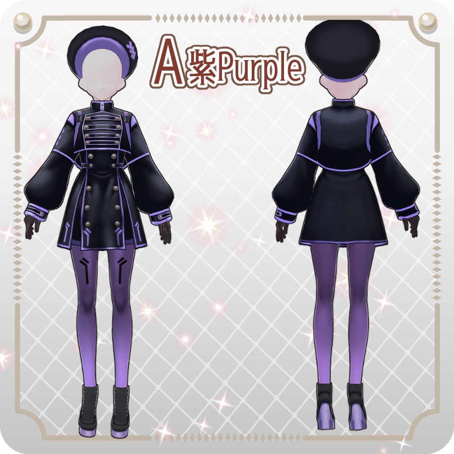 【VRoid Dress Set】ゴシックサイバーミリタリースカート8色Gothic Cyber Military Skirt (8 Colors)