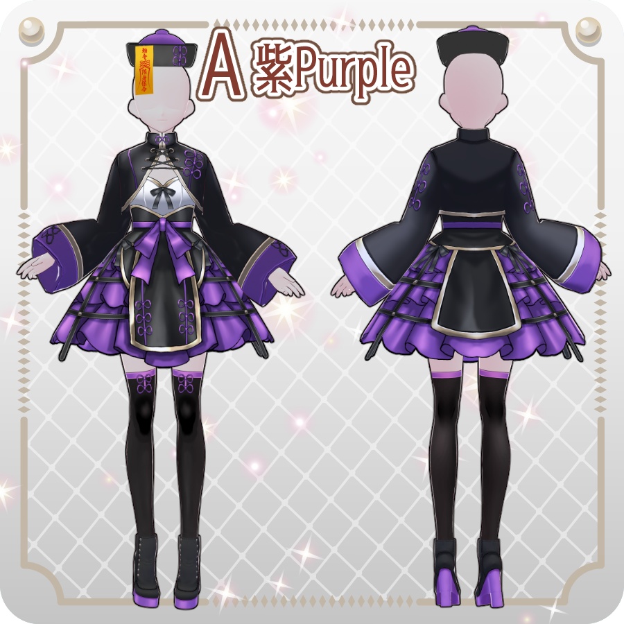 【VRoid Dress Set】ゴシックチャイナロリィタハロウィンアレンジカラー6色Gothic Chinese Lolita Halloween-style 6 Colors