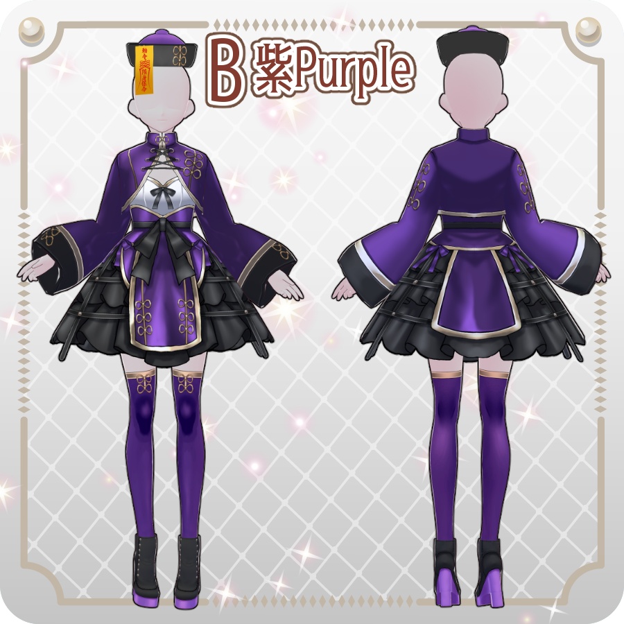 【VRoid Dress Set】ゴシックチャイナロリィタハロウィンアレンジカラー6色Gothic Chinese Lolita Halloween-style 6 Colors