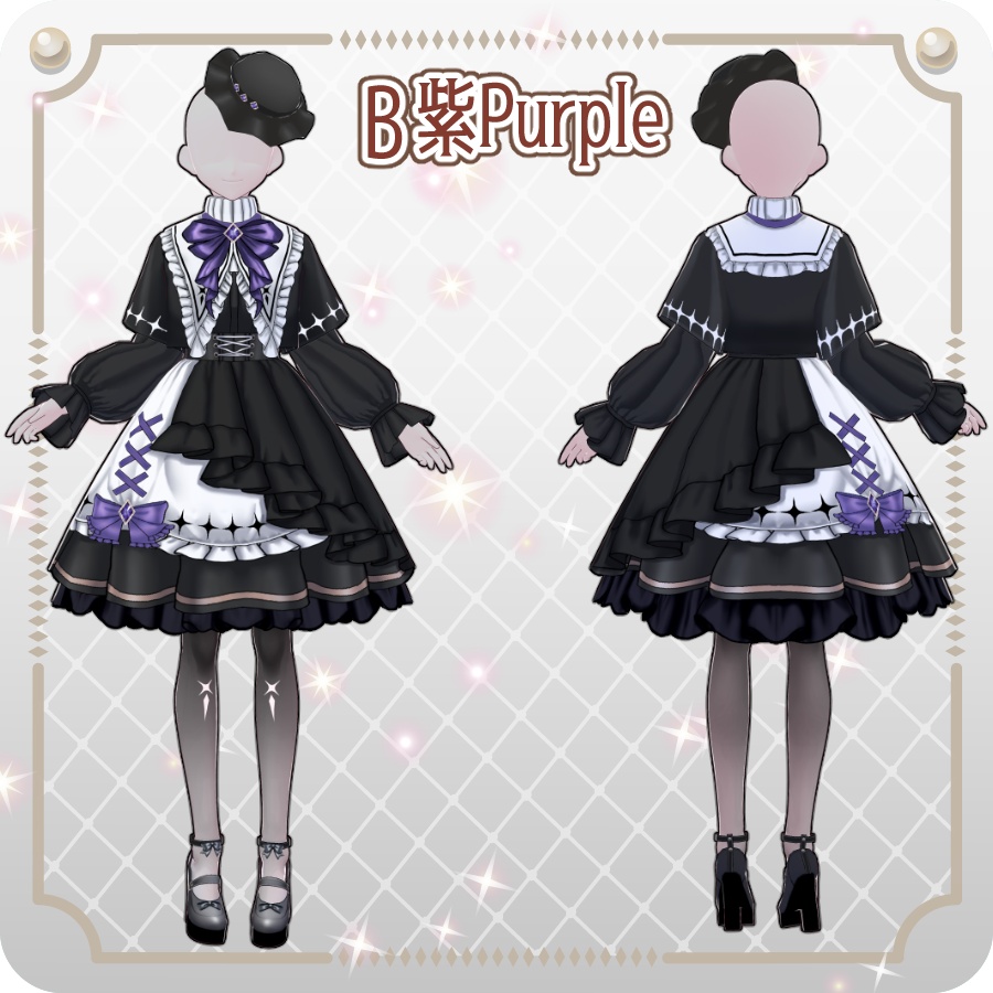 【VRoid Dress Set】ゴシックロリータ袖付きケープワンピース10色Gothic Lolita Cape Dress with Sleeves—10Colors