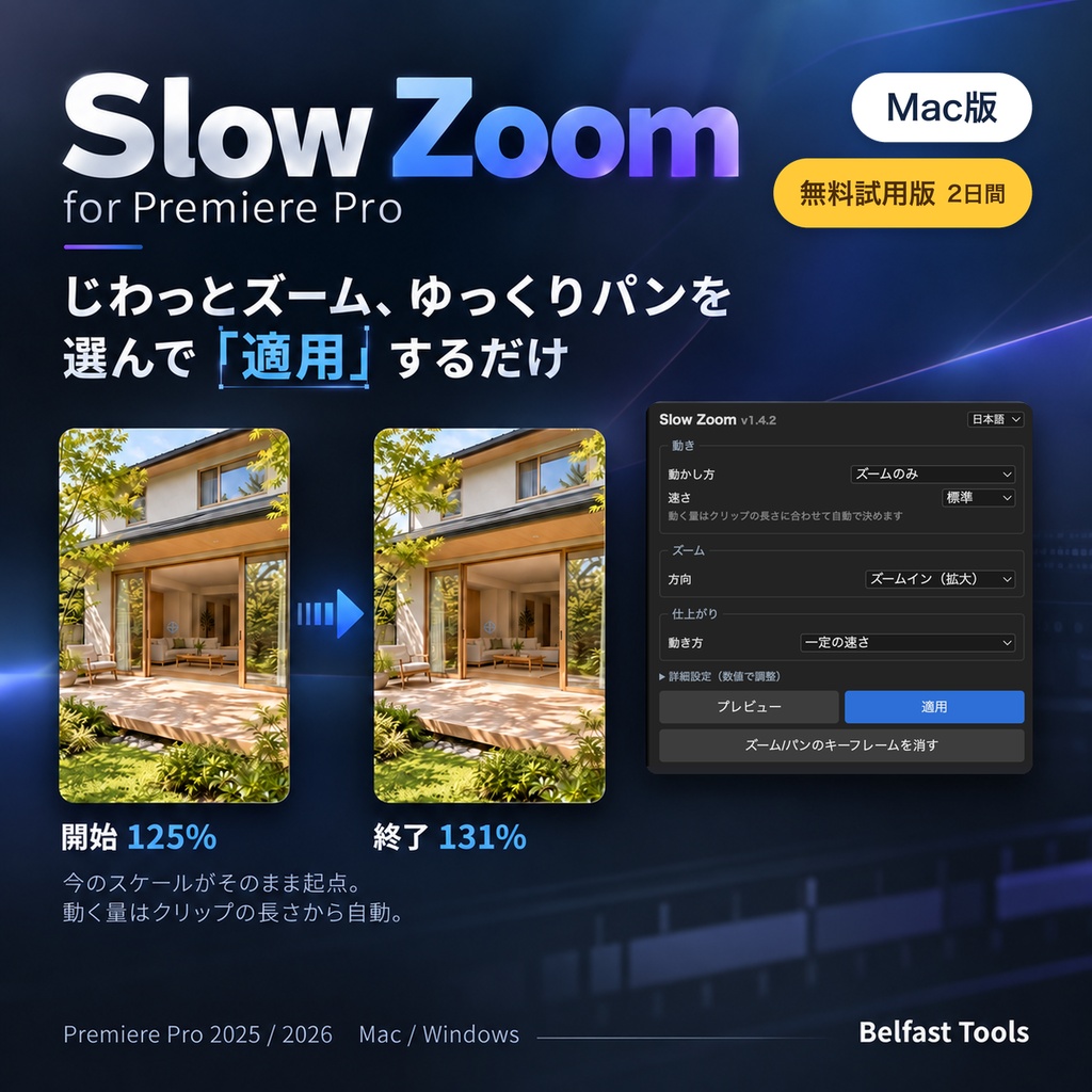 【Mac版】Slow Zoom 試用版｜2日間フル機能を無料でお試し