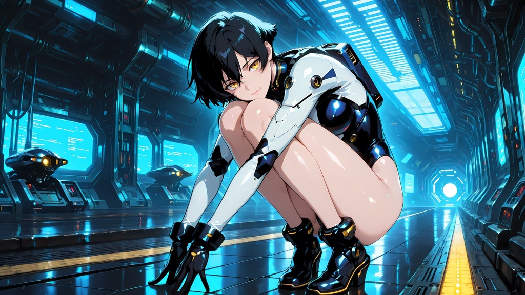 ハイレグボディスーツから見える美脚がまぶしい_AIイラスト集