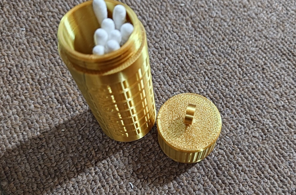 【3Dプリント】ネジ式 爪楊枝・綿棒ケース 携帯用(キーホルダー取付可)2個セット