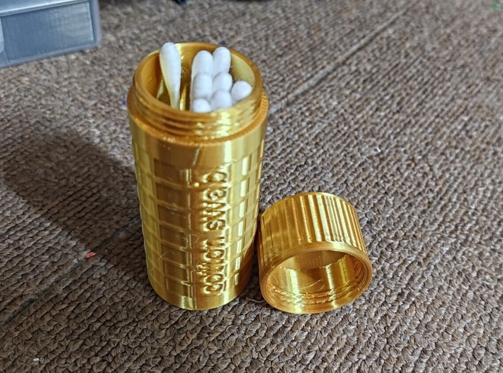 【3Dプリント】ネジ式 爪楊枝・綿棒ケース 携帯用(キーホルダー取付可)2個セット