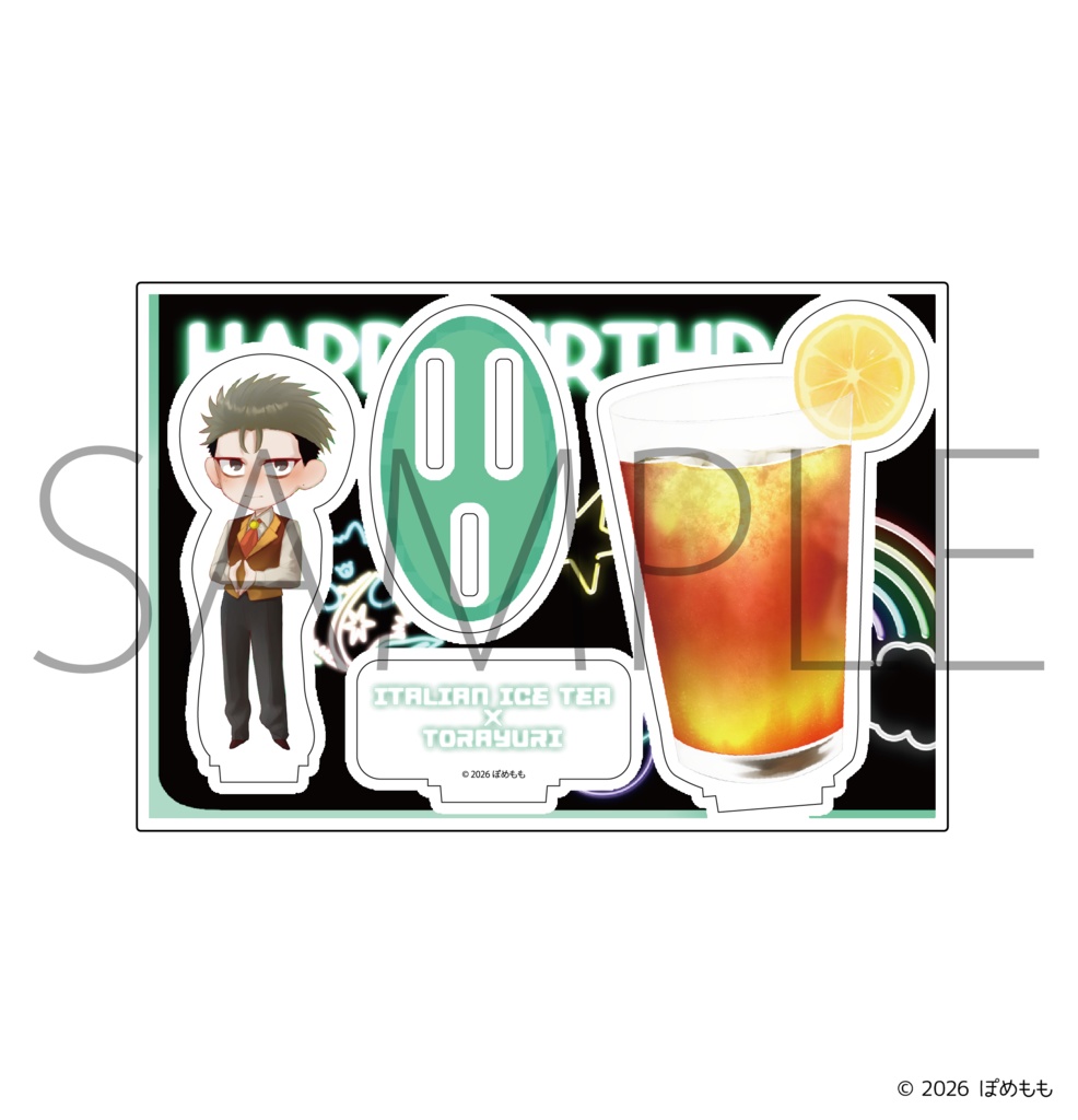 【受注販売】『ぽめもも』バースデーカクテルアクリルスタンド 安曇虎百合