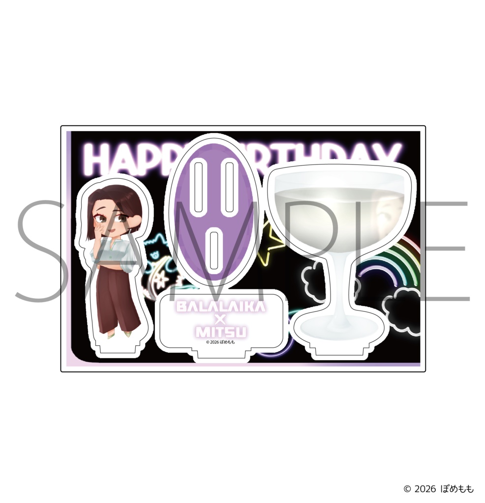 【受注販売】『ぽめもも』バースデーカクテルアクリルスタンド 花緒美都