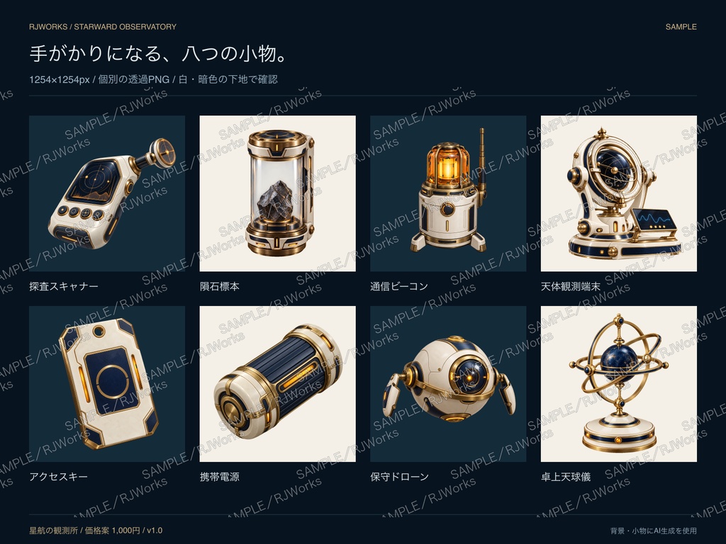 星航の観測所|宇宙・SF探索 TRPG/配信素材セット【PNG・SVG・APNG】