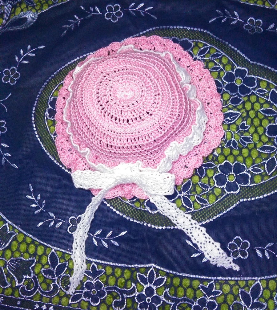 【1/3ドールサイズ】手編みレース帽子（ピンク）【2点のみ】【即納】