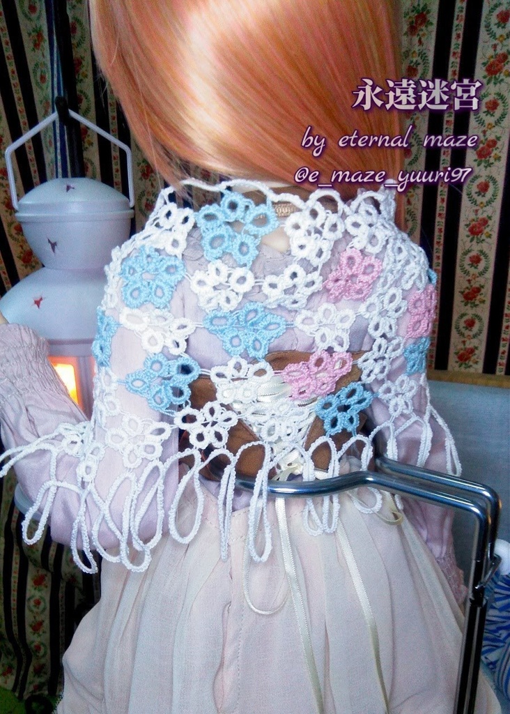 【1/3サイズドール用】 タティングレース編みストール【現品限り即納】