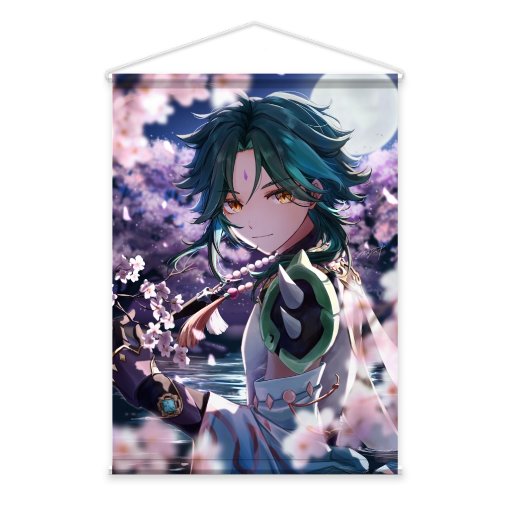 原神　魈　タペストリー　桜