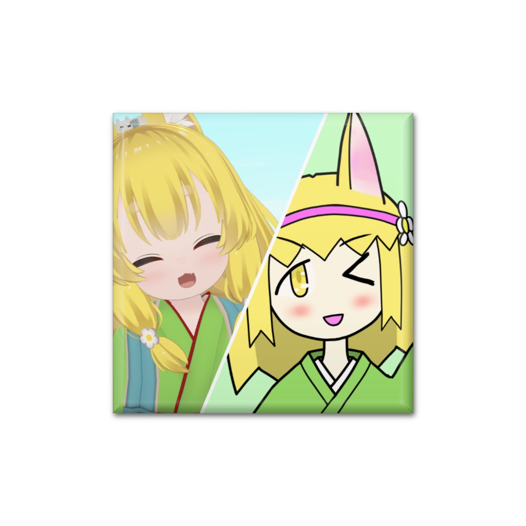 角缶バッチ40mm角(2D・3D)