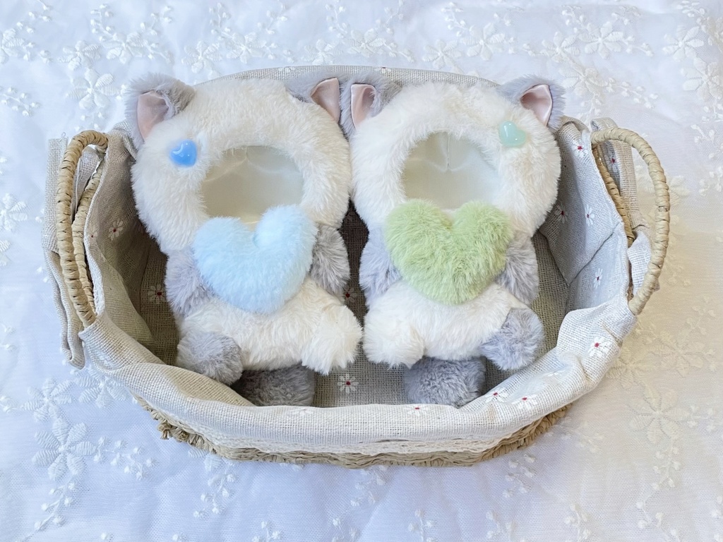 ♡を受け取って着ぐるみ　ブルー&グリーンセット(10cmぬいサイズ)