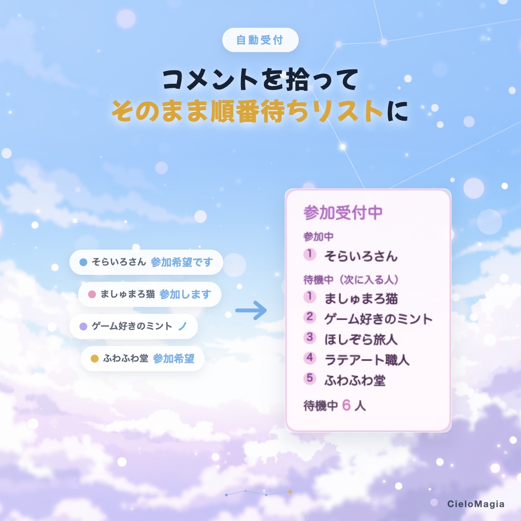 【OBS対応】コメント参加受付リスト / 「参加希望」コメントを自動で順番待ちリスト化 / OBSドック・わんコメ対応