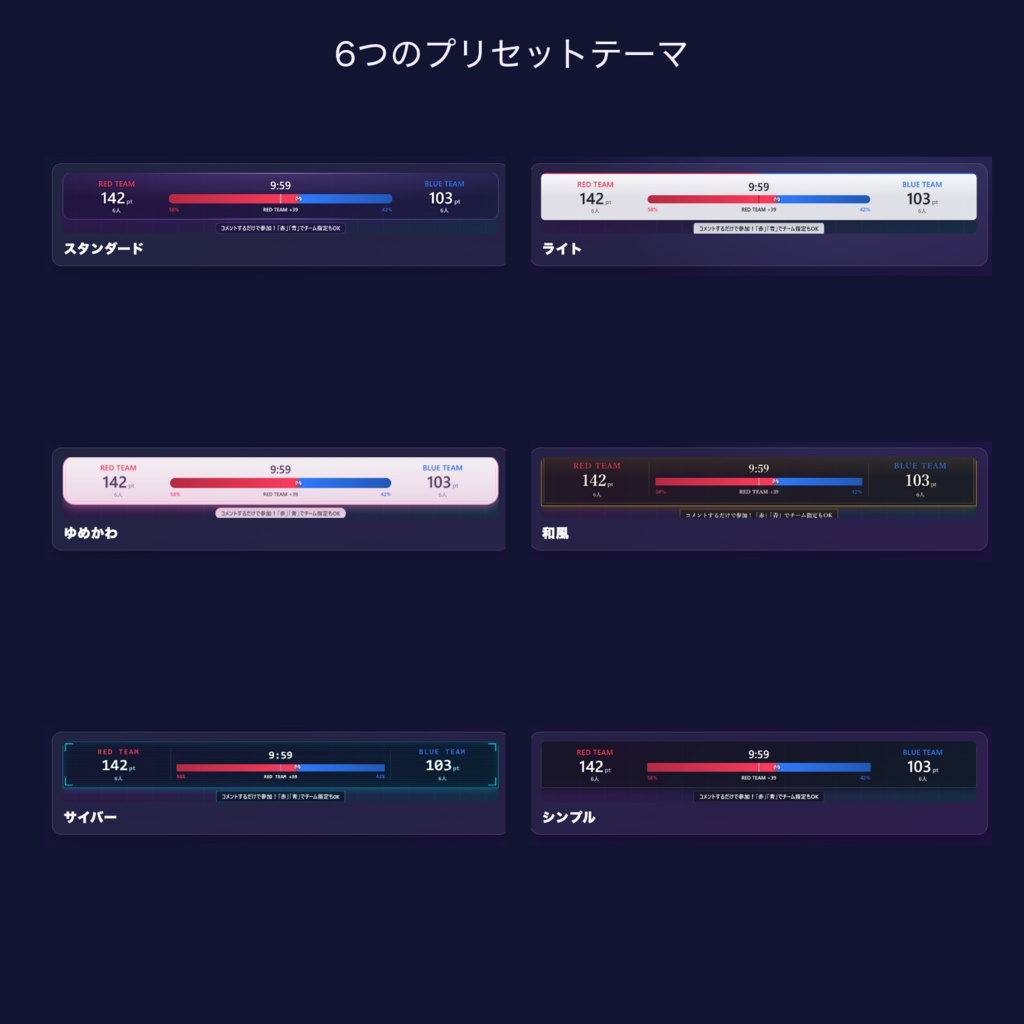 【OBS対応】コメント紅白戦・綱引きバトル|視聴者コメントで紅組vs白組が対決|二択アンケートにも|OBSドック・わんコメ対応