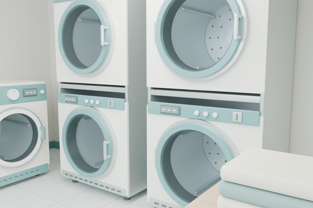 まちのコインランドリー|3D背景素材【Blender / OBJ】