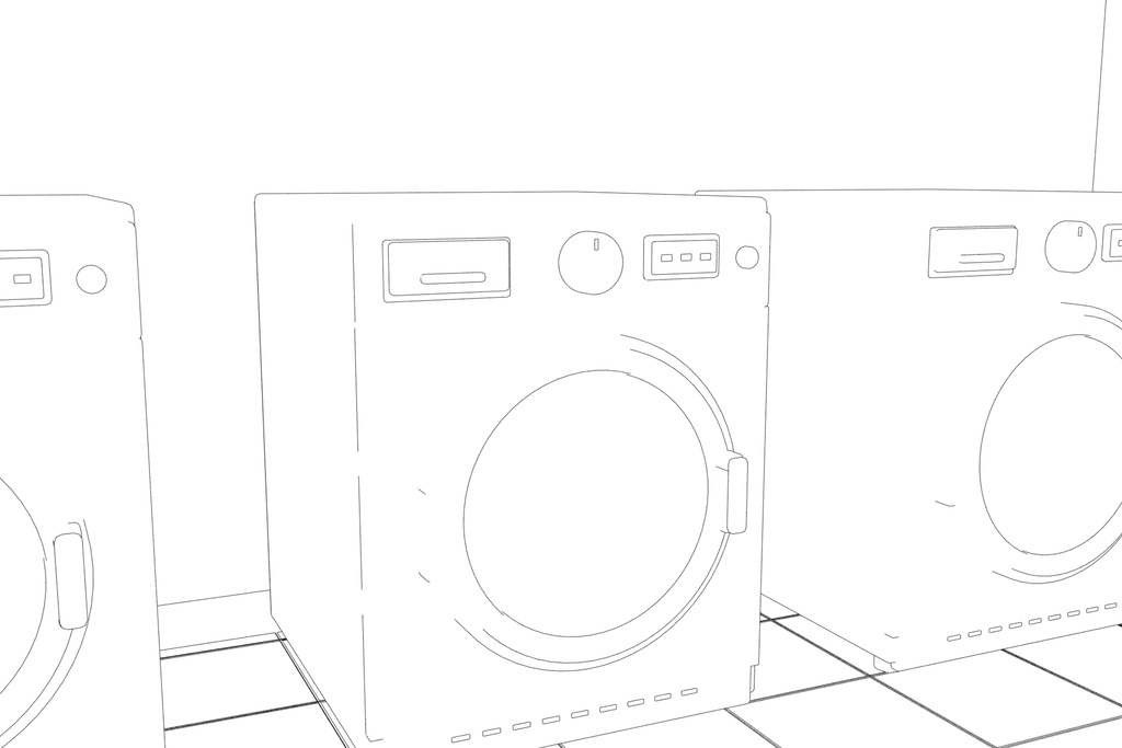 まちのコインランドリー|3D背景素材【Blender / OBJ】
