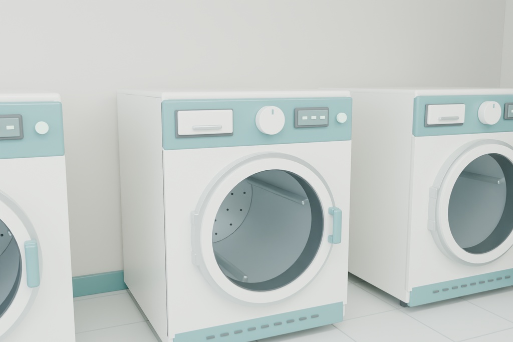 まちのコインランドリー|3D背景素材【Blender / OBJ】