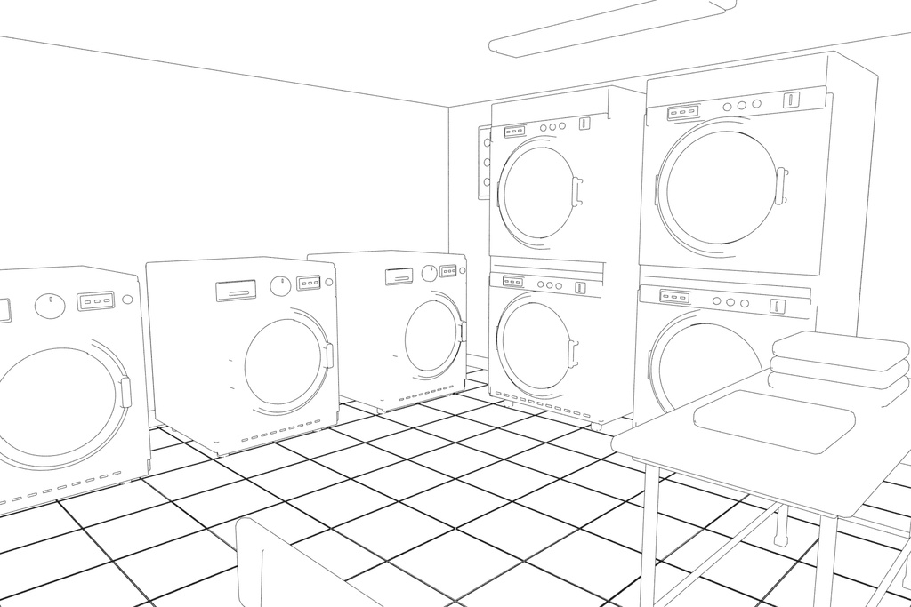 まちのコインランドリー|3D背景素材【Blender / OBJ】