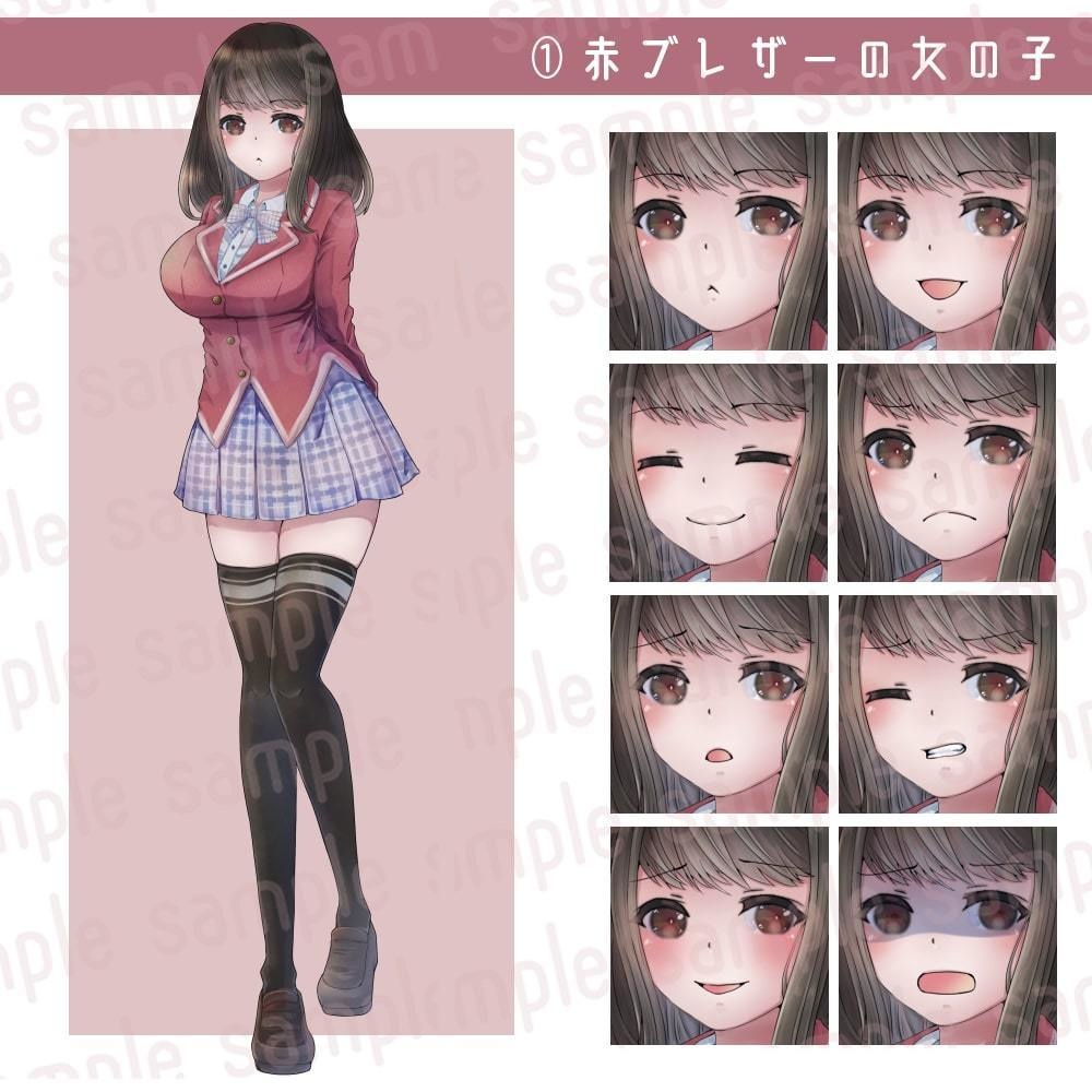 立ち絵素材 全身立ち絵セット3(個別販売有・表情各8種類)