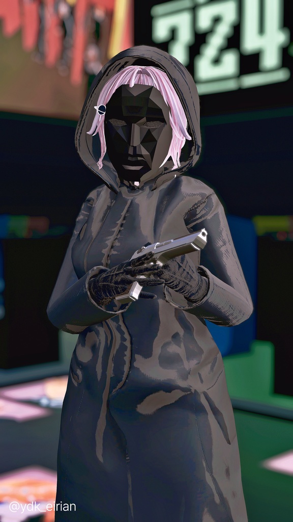 【11アバター対応】Black Raincoat Set