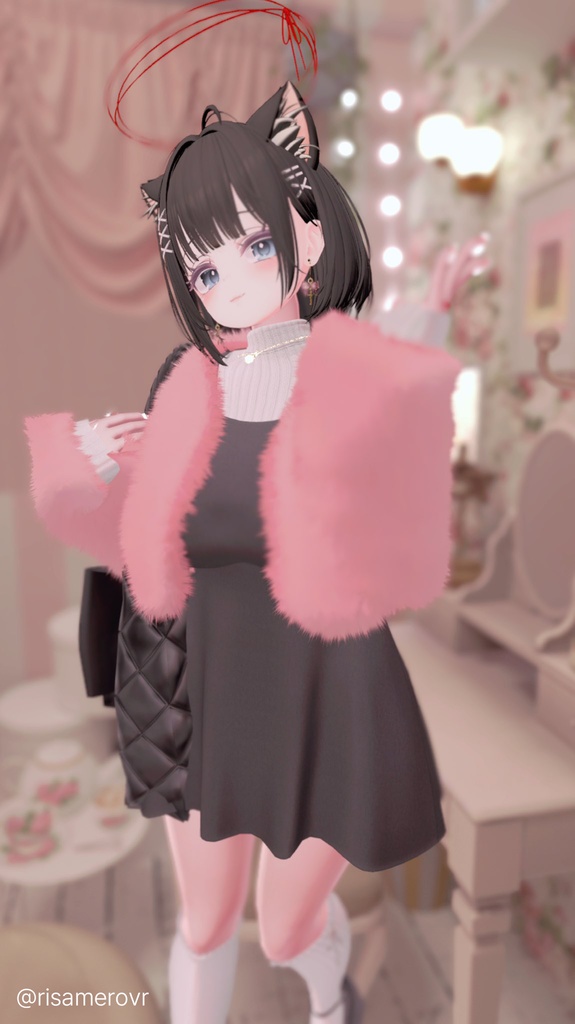 【11アバター対応】 Fur Jacket & Mini Dress Set