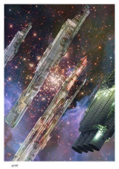 画像 388 宇宙船団 現代美術 アート ポスター素材 空想 SF 宇宙船 ロケット バトル スター シップ スペース ファンタジー