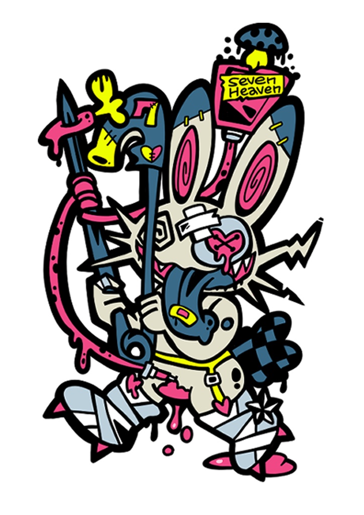 【10cmステッカー】Safety pin Rabbit