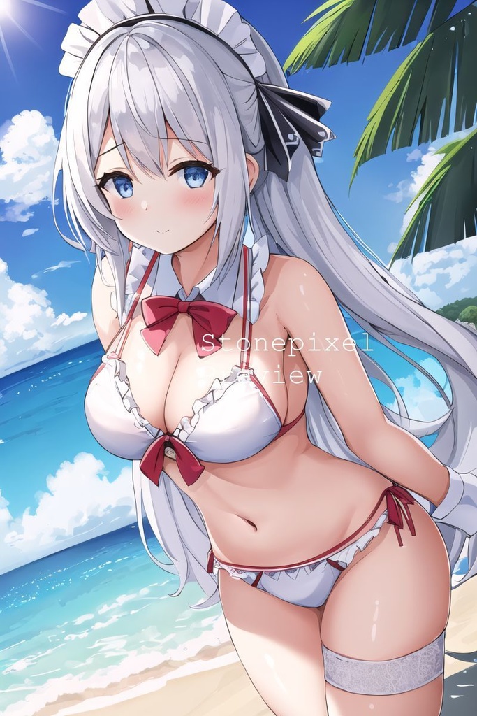 Swimsuit Maid Illustration Pack Vol.1 | 32 Images  水着メイド イラスト集 Vol.1（32枚） 夏季泳裝女僕插畫集 Vol.1（32 張高清圖）