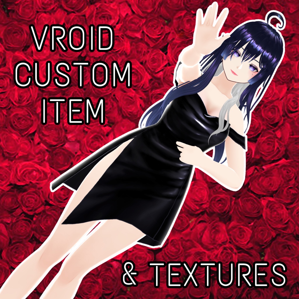 [Sale] Sexy Black Dress Cleavage & Bare Shoulders (Vroid Stable Ver.)