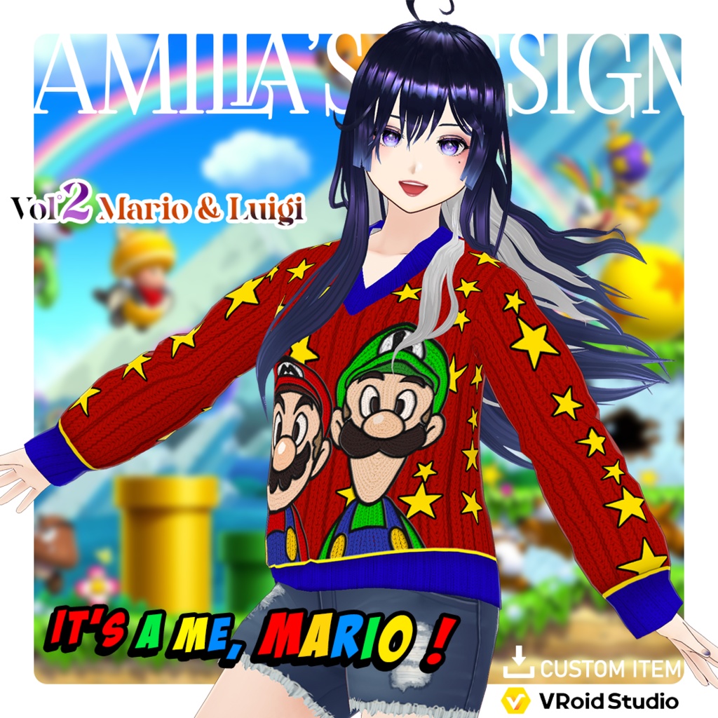 [Unisex] Mario & Luigi Knitted Sweater [Vroid Stable Ver.] Custom Item & Texture