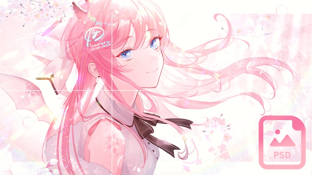 未統合PSD+高解像度JPG「桜と青い瞳」Vtuber ioさん