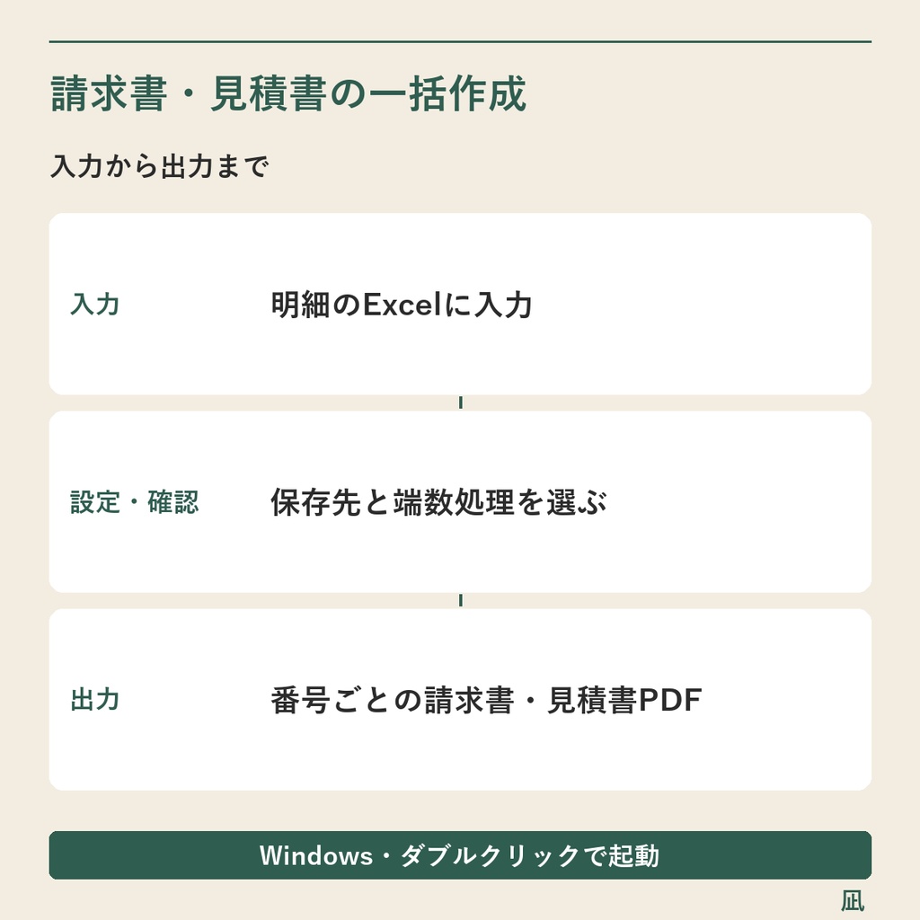 Excel明細から請求書・見積書PDFを一括作成|Windows用