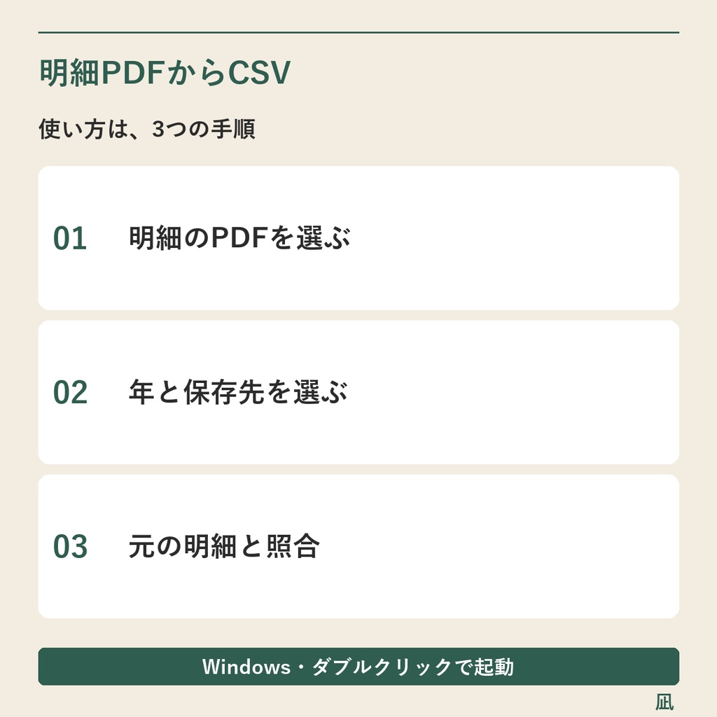 カード・銀行の明細PDFをCSV・Excelに変換|文字を選べるPDF用/Windows用