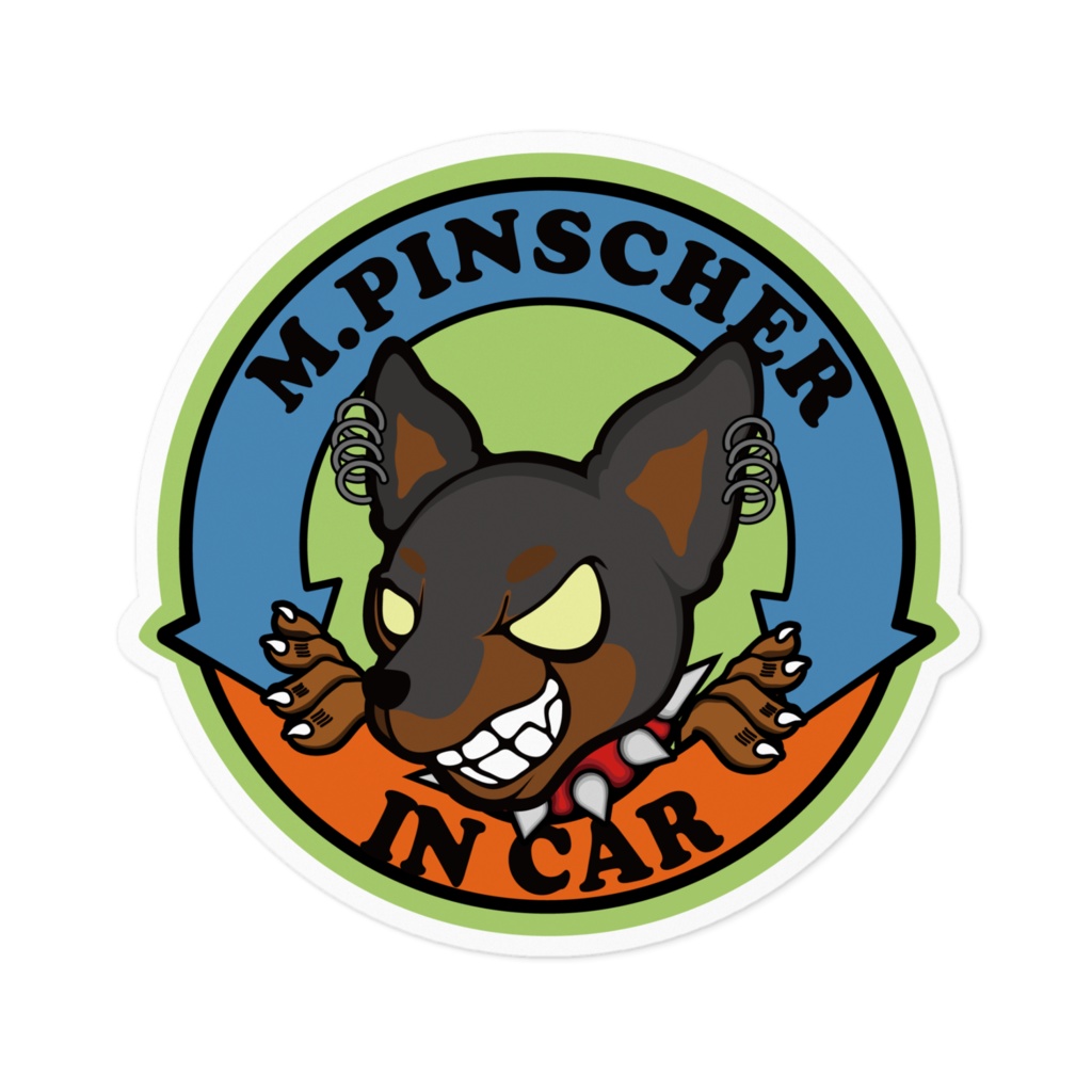 ちょい悪ミニチュアピンシャーIN CAR ステッカー【ブラックタン】小サイズ